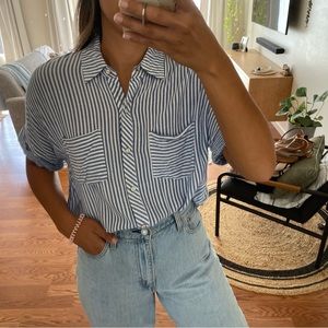 Boxy striped button down